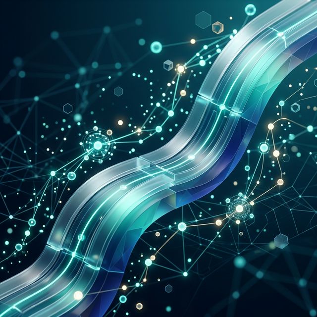 Sleek financial pipeline chart rising smoothly with glowing data