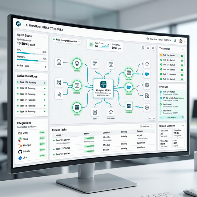 UseShift AI Workflow Dashboard — automated n8n pipelines managing marketing, sales, and operations tasks in real-time